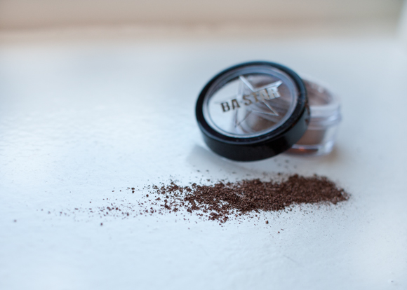 ba star chocolate star dust mineral eye shadow swatched on white background