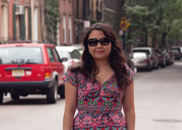 burberry sunglasses and anthropologie maxi dress on a fashion blogger on the street in the west village