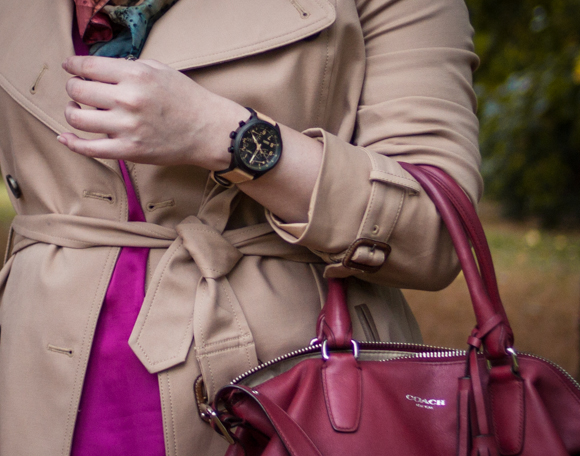 Club Monaco trench coat and timex Intelligent Quartz™ Fly-Back Chronograph watch #timextuesday