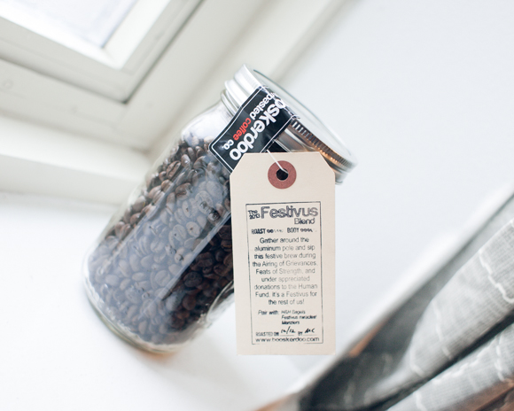 booskerdoo coffe co 2013 festivus blend in mason jar