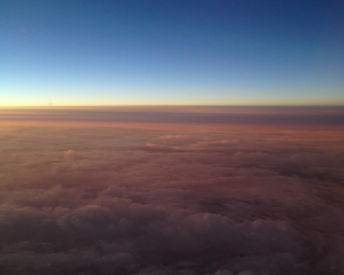 dawn as seen from the upper deck at 30,000 feet