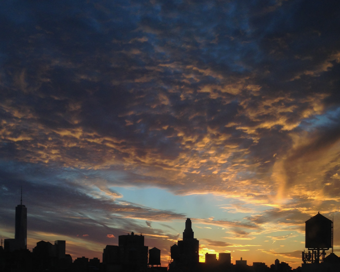 skyline sunset in new york