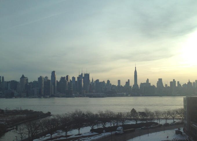 new york city skyline in the morning