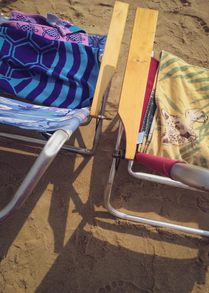 beach chairs with towels
