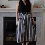 black and white striped skirt outfit