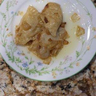 pierogies with butter and onions