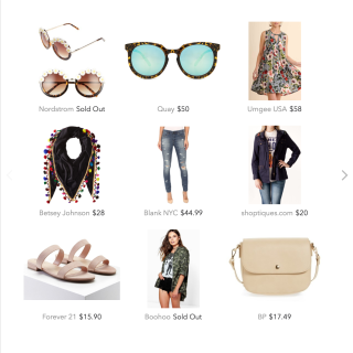 Selection of nine trendy spring fashion products