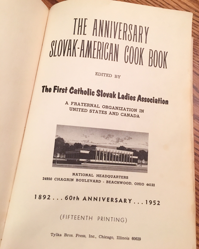 Title page of The Anniversary Slovak-American Cook Book